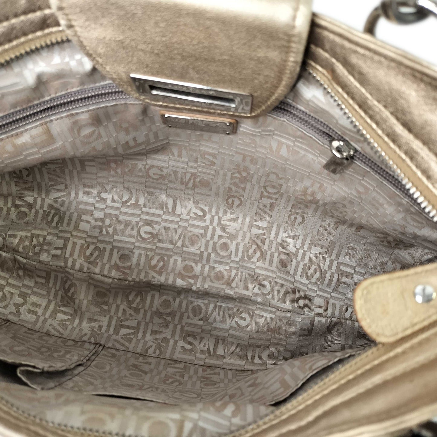 Salvatore Ferragamo Metallic Leather Gancini Marisa Shoulder Bag