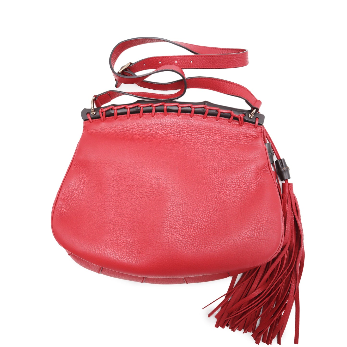 Gucci Calfskin Bamboo Nouveau Fringe Small Shoulder Bag
