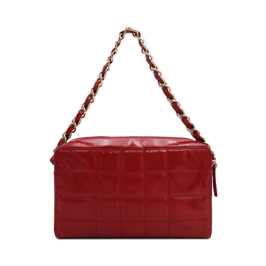 Chanel Quilted Patent Chocolate Bar Chain Shoulder Bag
