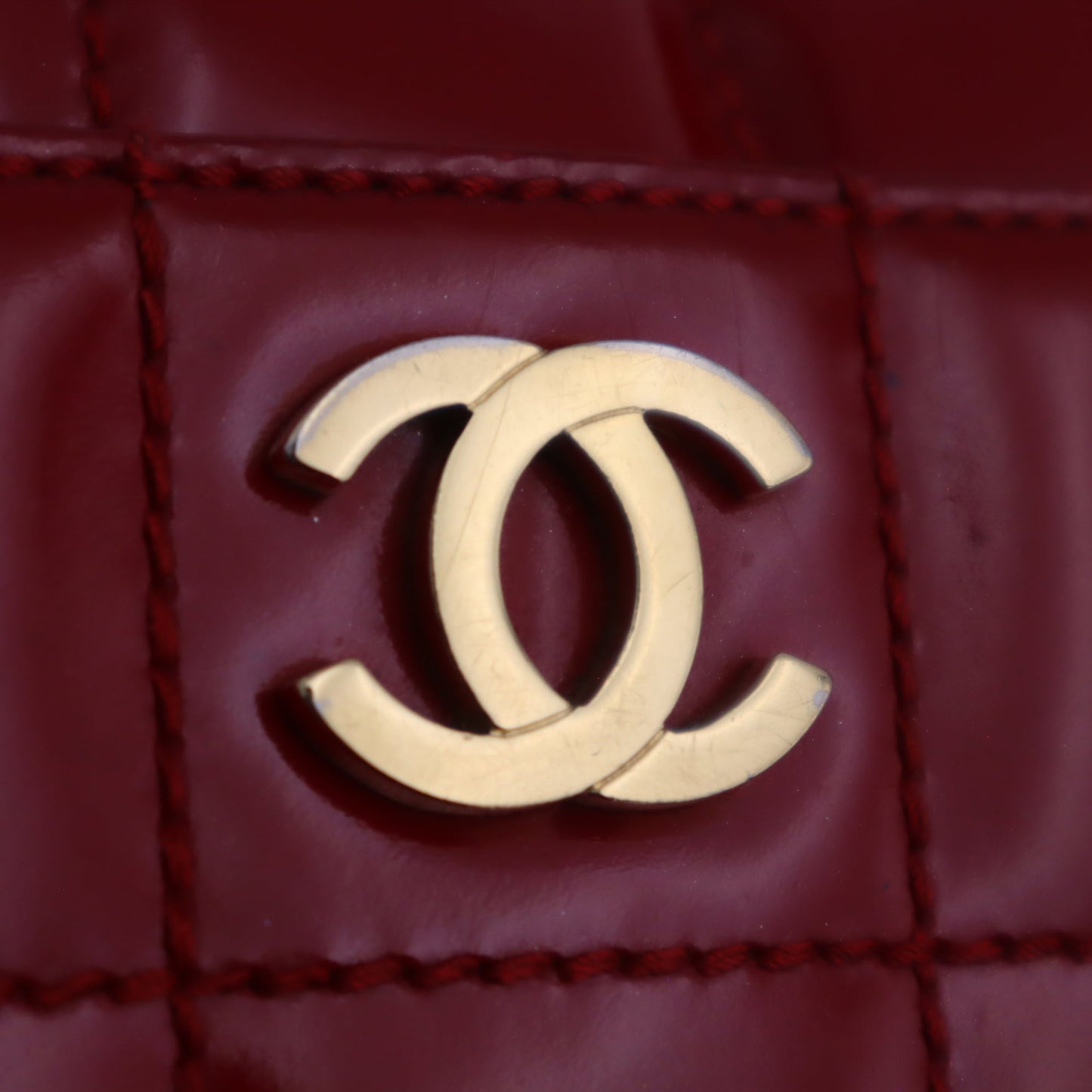 Chanel Quilted Patent Chocolate Bar Chain Shoulder Bag