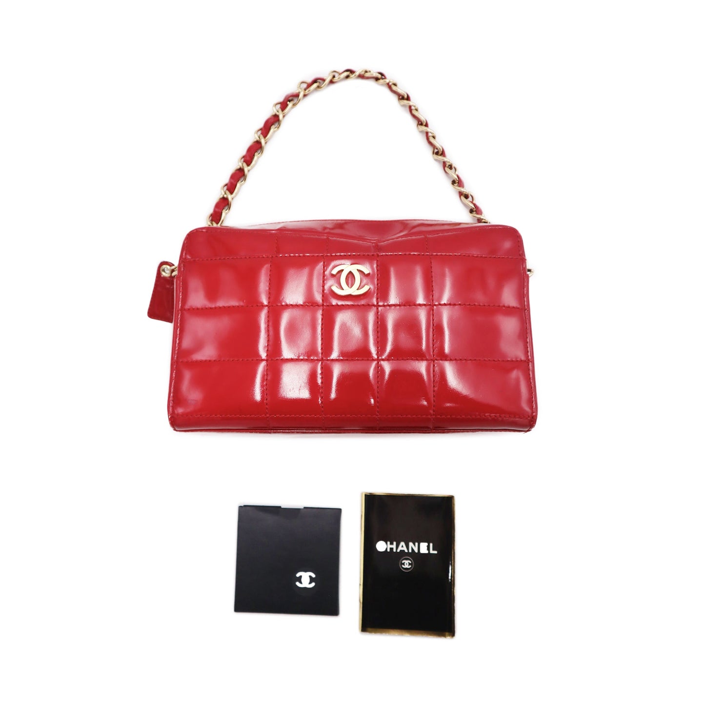 Chanel Quilted Patent Chocolate Bar Chain Shoulder Bag