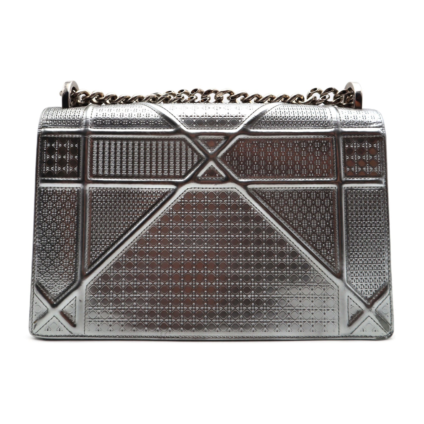 Dior Micro-Cannage Metallic Patent Medium Diorama Shoulder Bag