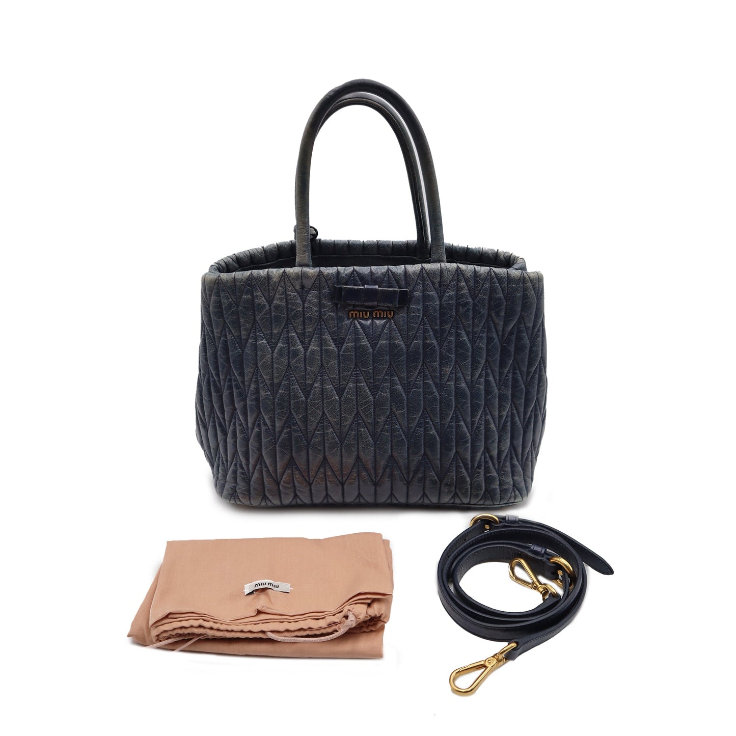 Miu Miu Matelasse Leather Convertible Tote Bag