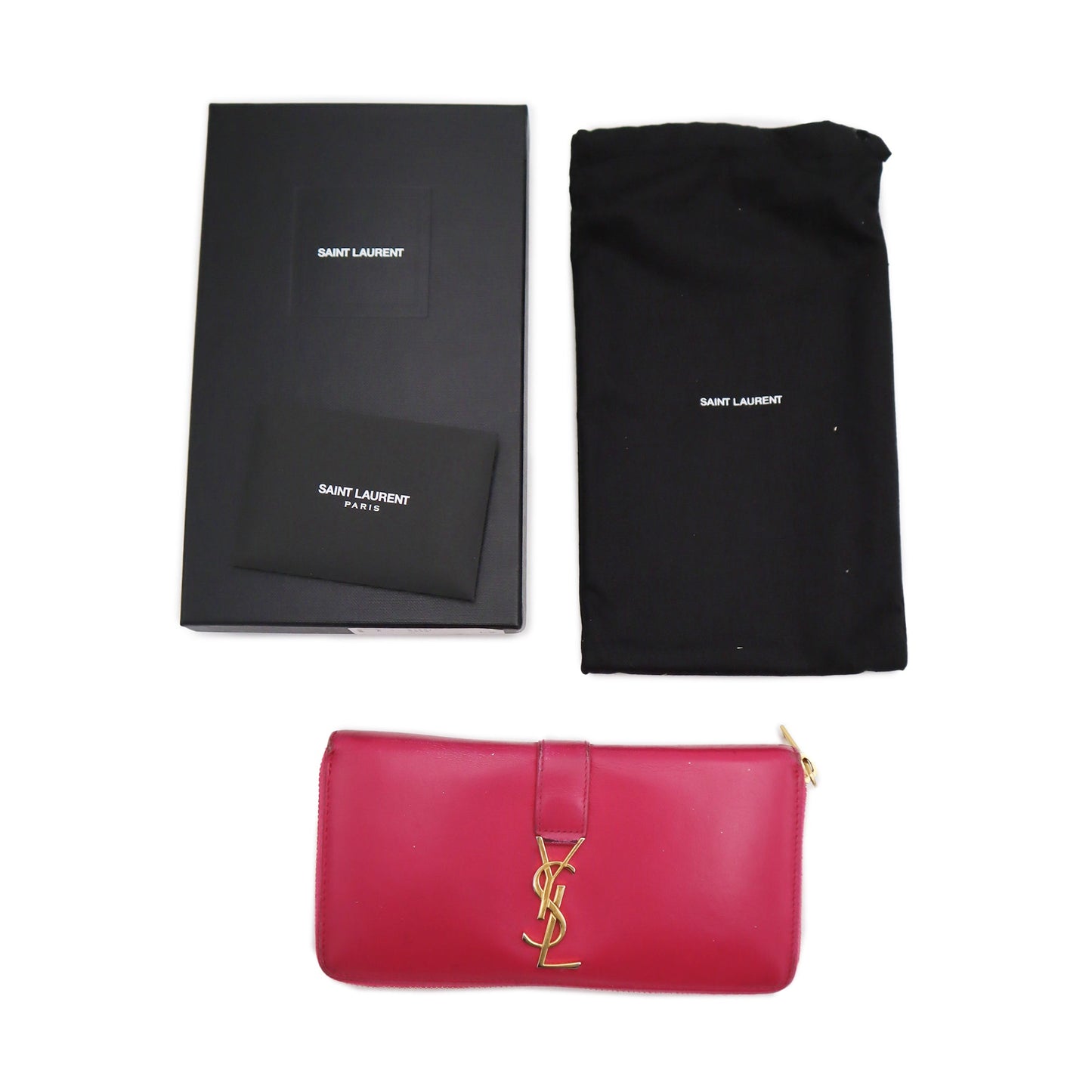 YSL Leather Zip Around Wallet
