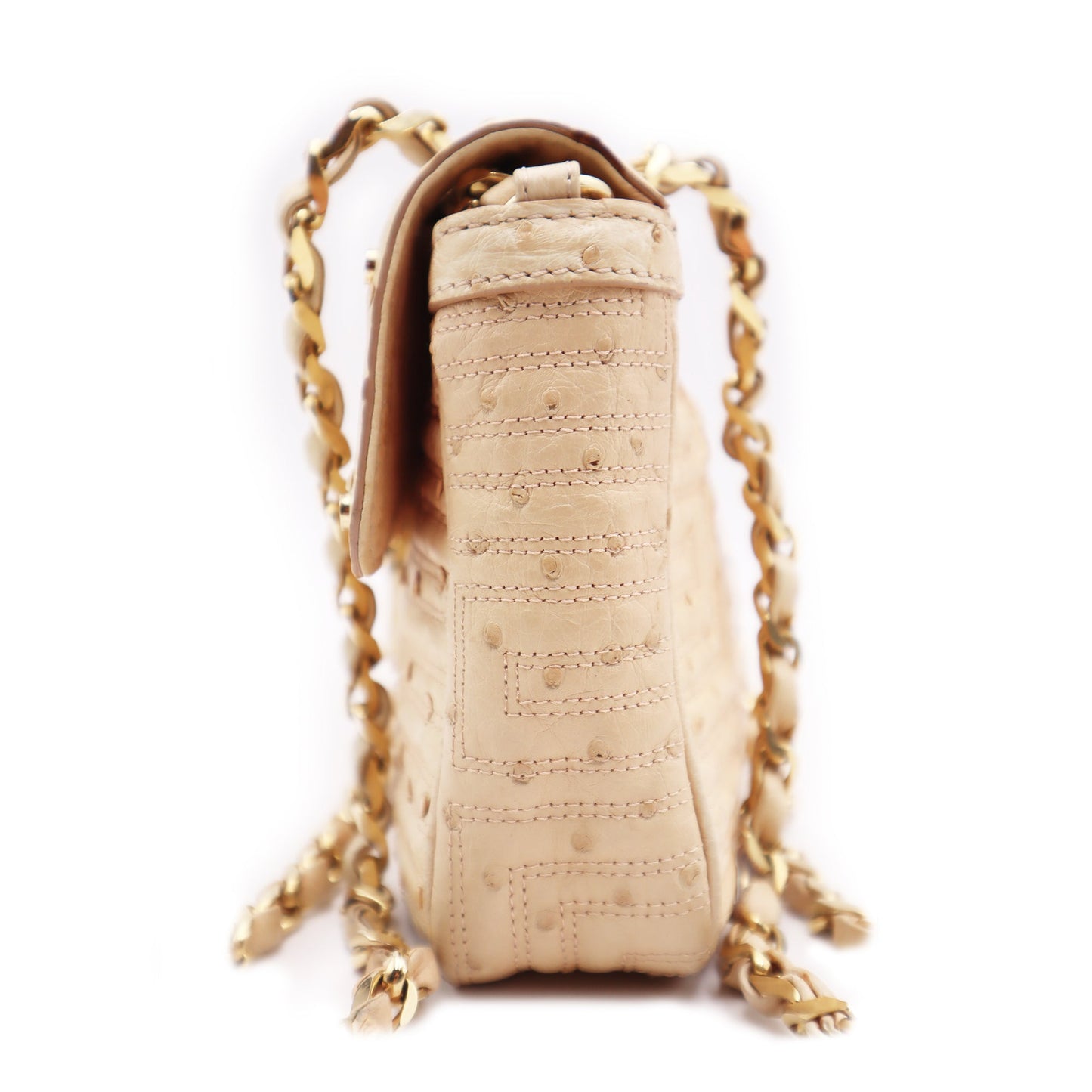 Versace Gianni Quilted Leather Ostrich Shoulder Bag