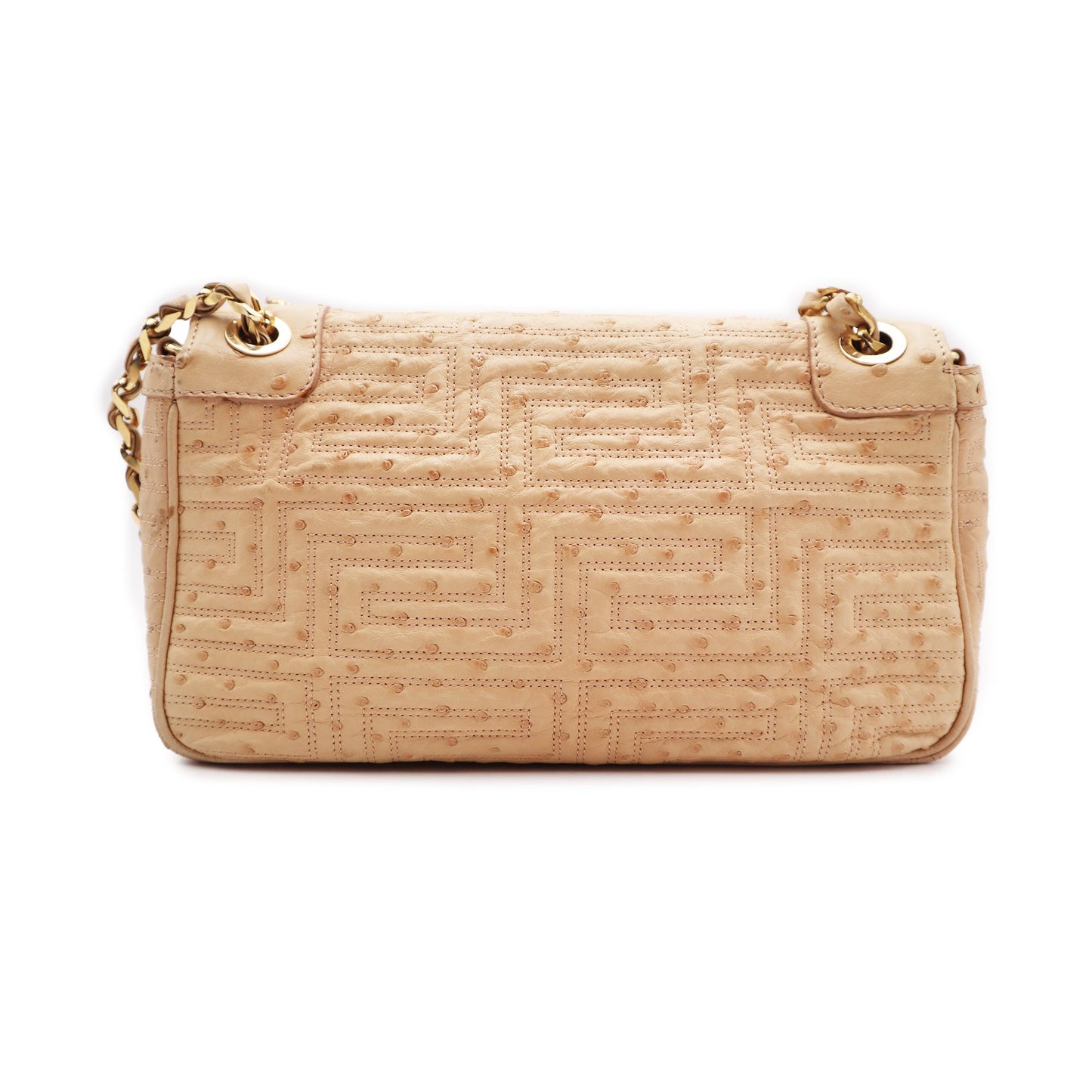 Versace Gianni Quilted Leather Ostrich Shoulder Bag
