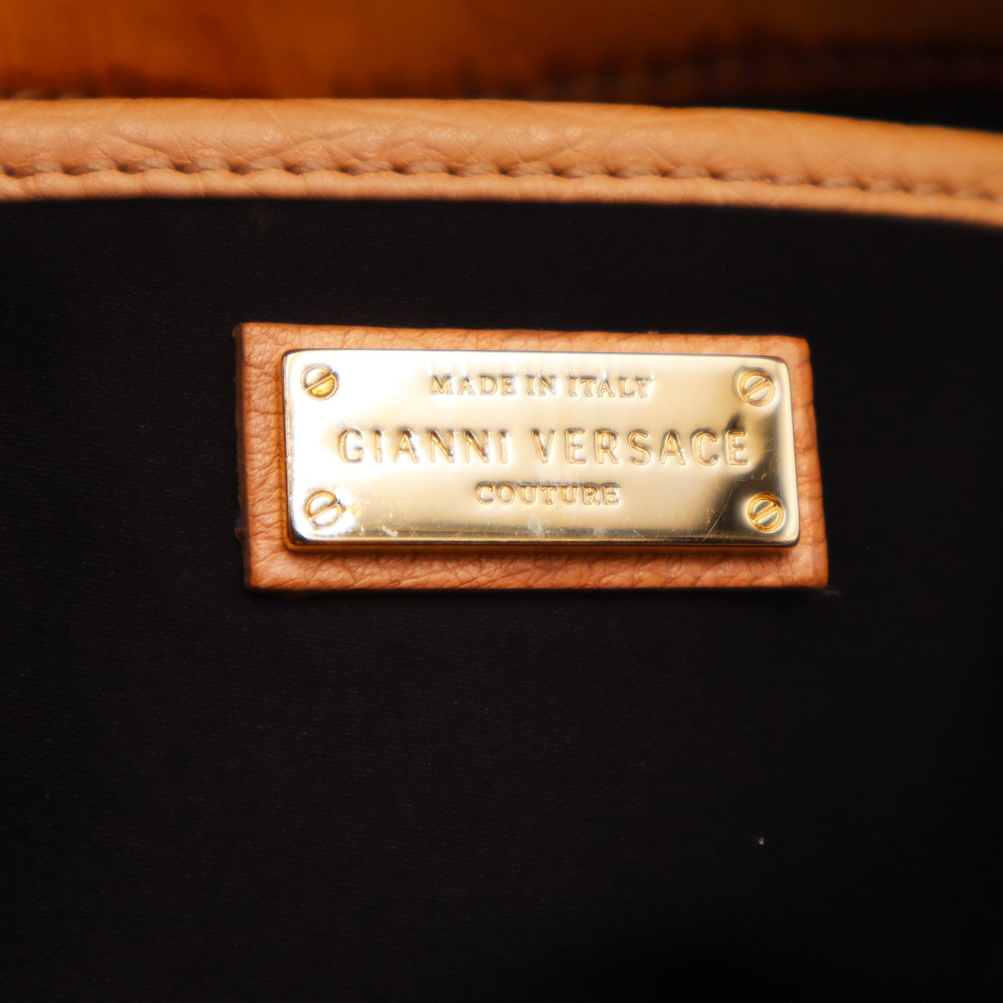 Versace Gianni Quilted Leather Ostrich Shoulder Bag