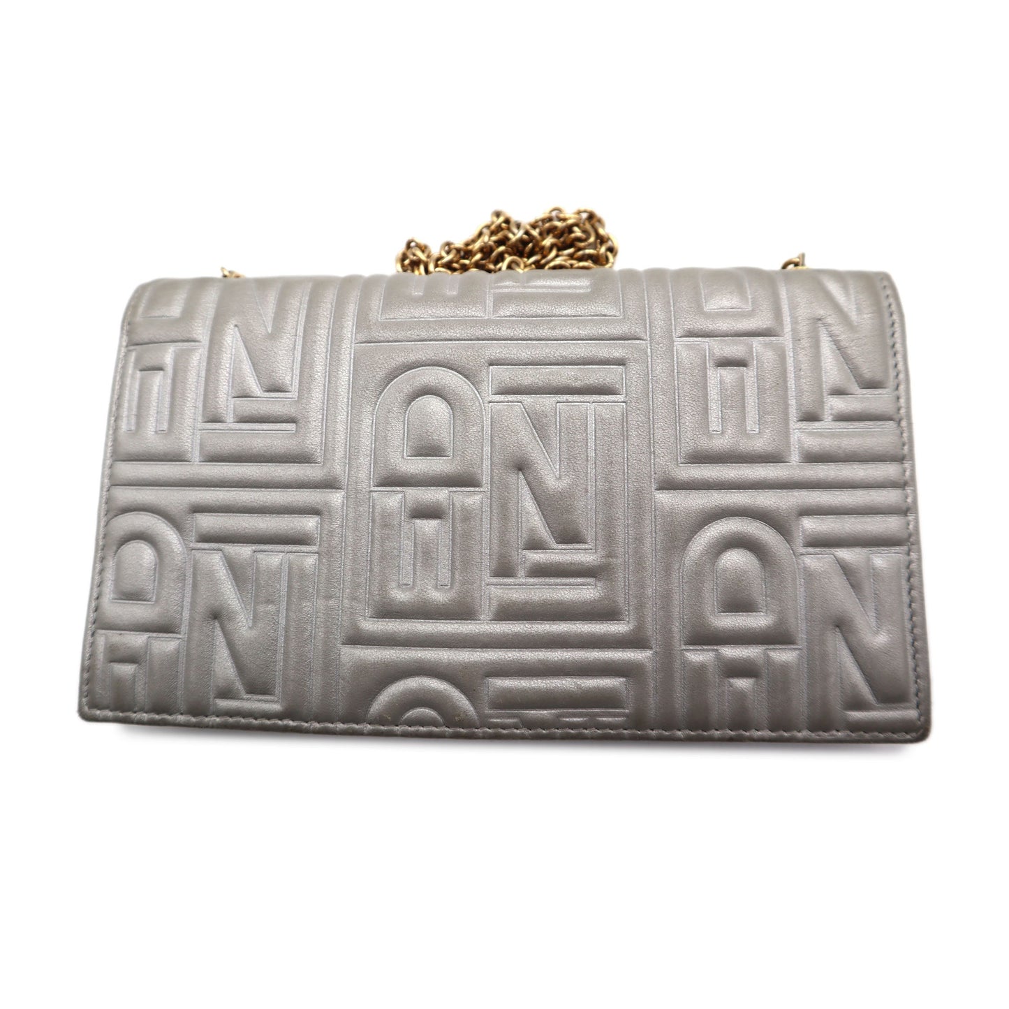 Fendi Logo Embossed Metallic Nappa Wallet On Chain