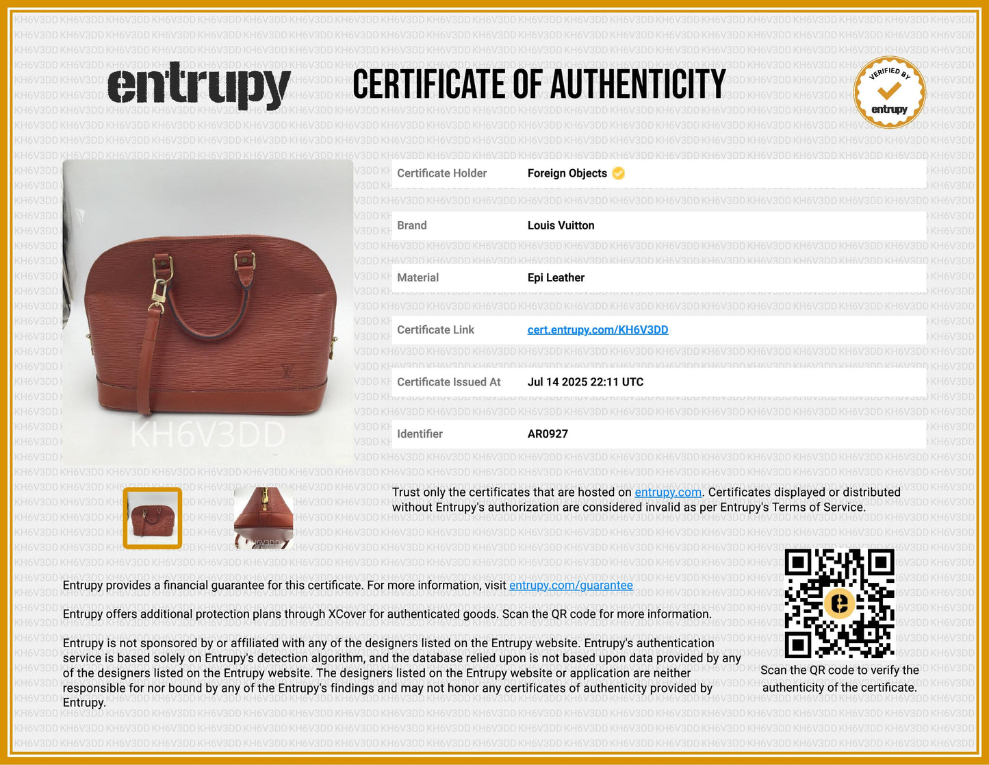 Louis Vuitton Epi Alma PM Handbag AR0937