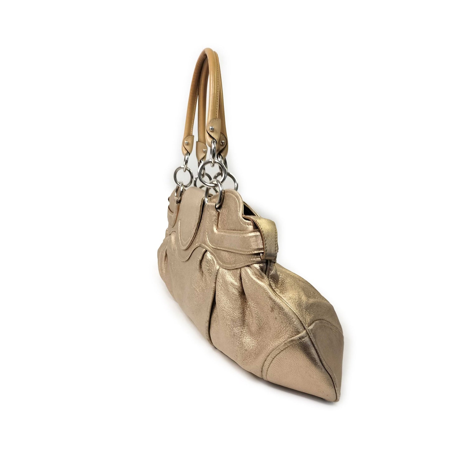Salvatore Ferragamo Metallic Leather Gancini Marisa Shoulder Bag