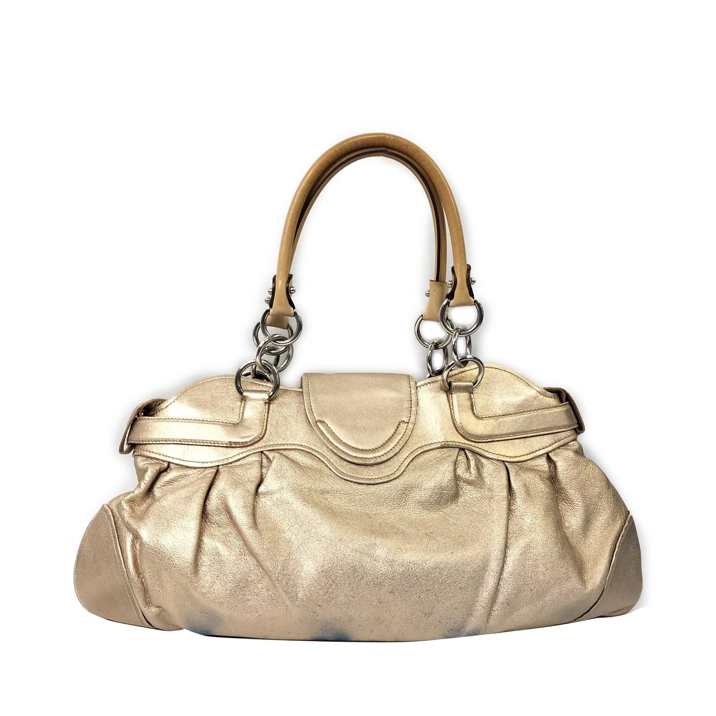 Salvatore Ferragamo Metallic Leather Gancini Marisa Shoulder Bag