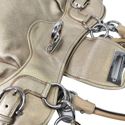 Salvatore Ferragamo Metallic Leather Gancini Marisa Shoulder Bag