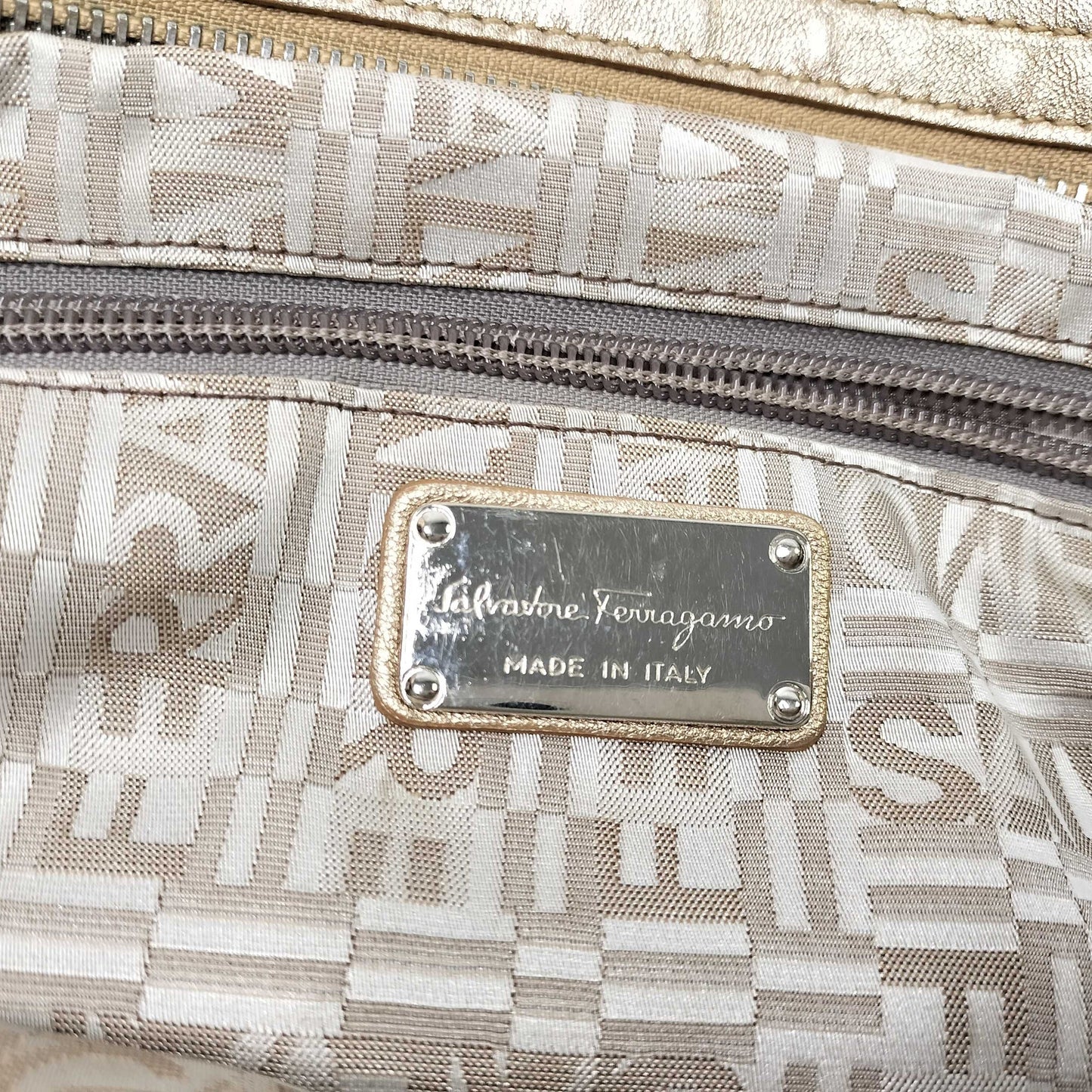 Salvatore Ferragamo Metallic Leather Gancini Marisa Shoulder Bag