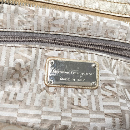 Salvatore Ferragamo Metallic Leather Gancini Marisa Shoulder Bag
