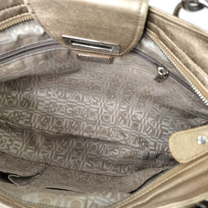Salvatore Ferragamo Metallic Leather Gancini Marisa Shoulder Bag