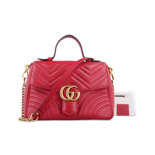 Gucci Calfskin GG Marmont Small Top Handle Bag