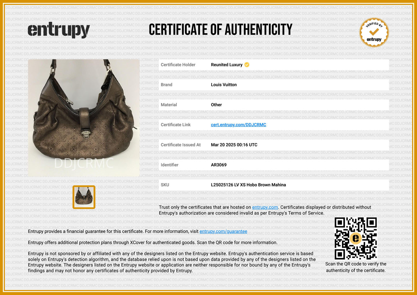 Louis Vuitton Monogram Metallic Leather Mahina XS Shoulder Bag AR3068