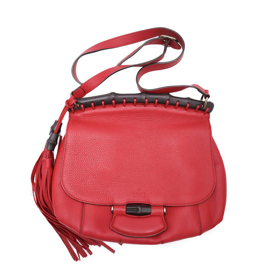 Gucci Calfskin Bamboo Nouveau Fringe Small Shoulder Bag