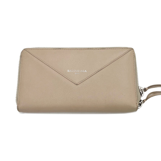 Balenciaga Leather Papier Zip Around Continental Wallet