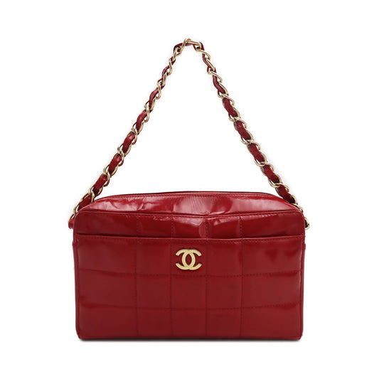 Chanel Quilted Patent Chocolate Bar Chain Shoulder Bag