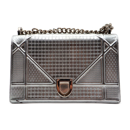 Dior Micro-Cannage Metallic Patent Medium Diorama Shoulder Bag