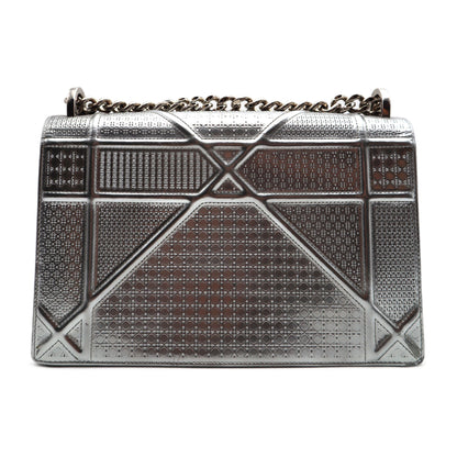 Dior Micro-Cannage Metallic Patent Medium Diorama Shoulder Bag