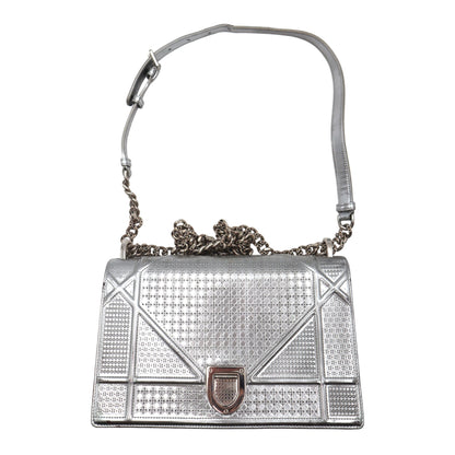 Dior Micro-Cannage Metallic Patent Medium Diorama Shoulder Bag