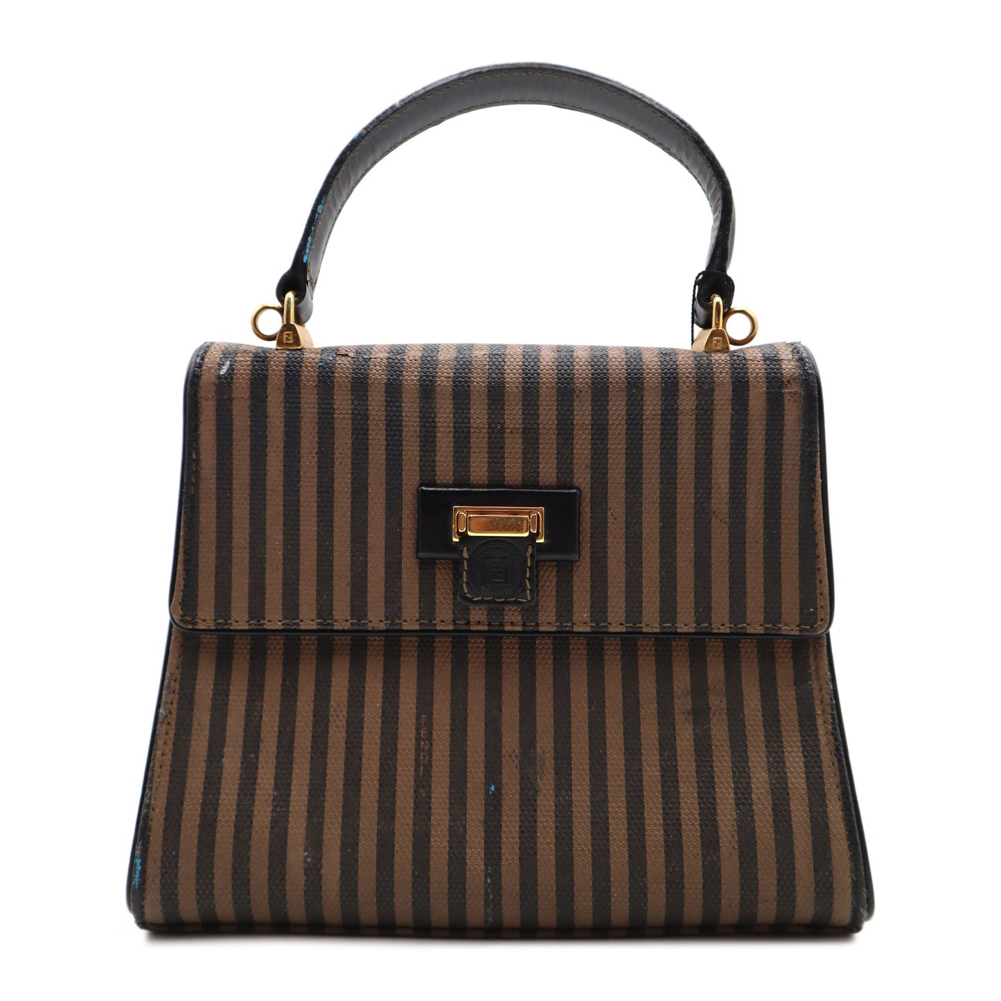 Fendi Pequin Canvas Top Handle Shoulder Bag