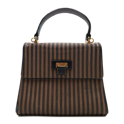 Fendi Pequin Canvas Top Handle Shoulder Bag