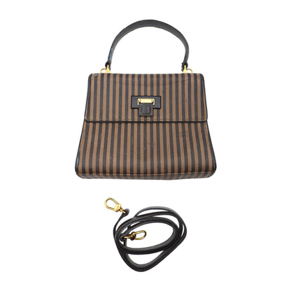 Fendi Pequin Canvas Top Handle Shoulder Bag