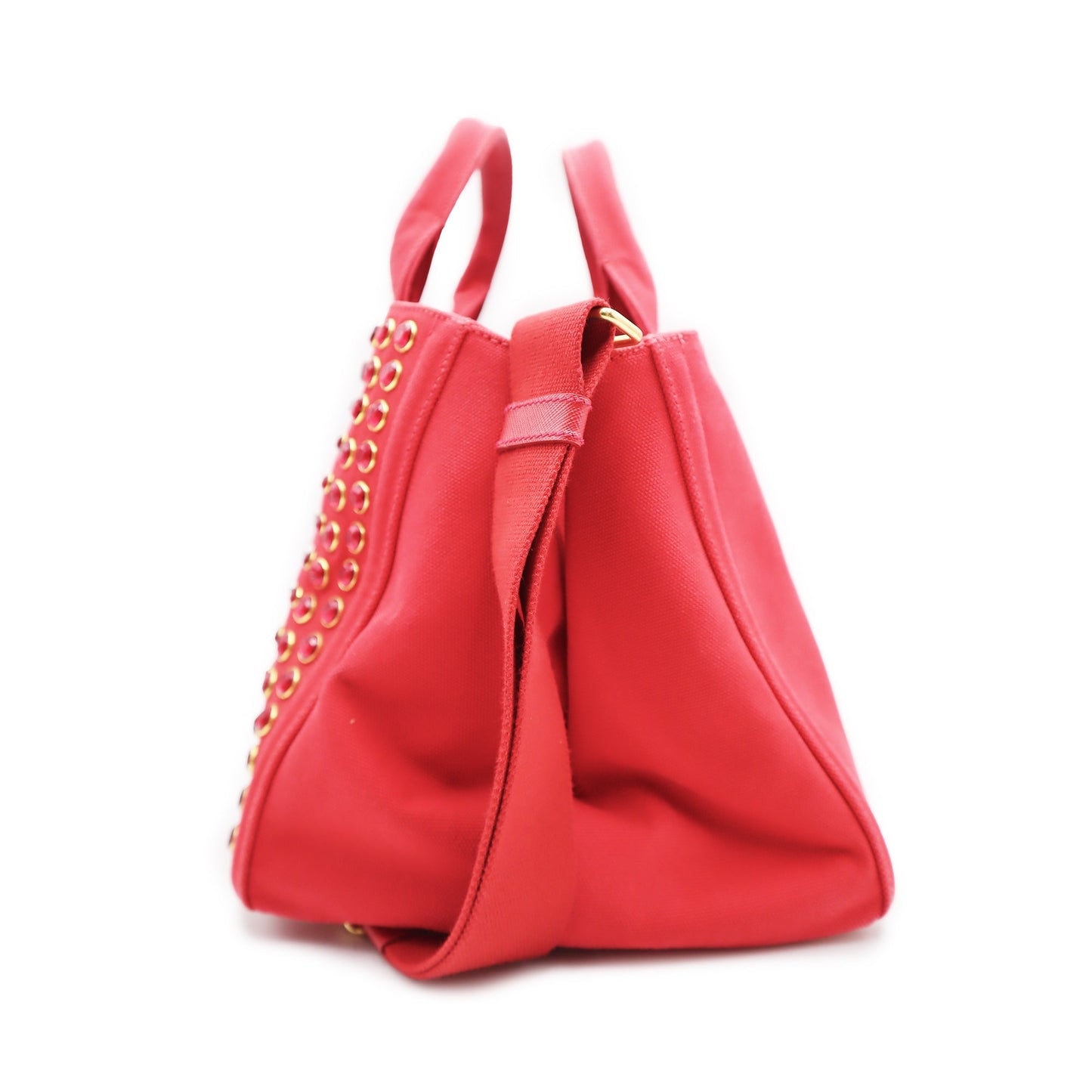 Prada Canapa Canvas Studded Convertible Tote Bag