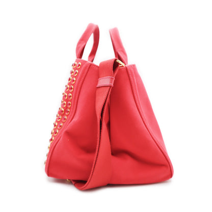 Prada Canapa Canvas Studded Convertible Tote Bag
