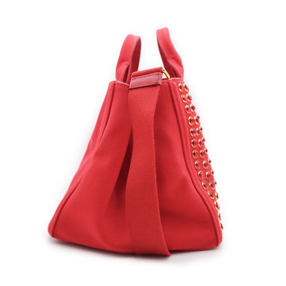 Prada Canapa Canvas Studded Convertible Tote Bag
