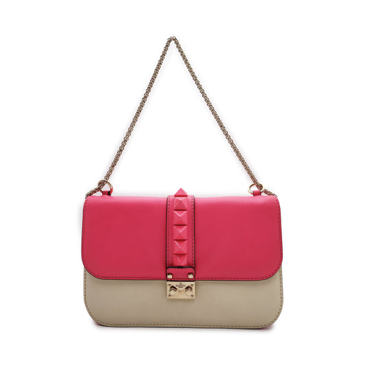 Valentino Garavani Vitello Glam Lock Rockstud Medium Shoulder Bag