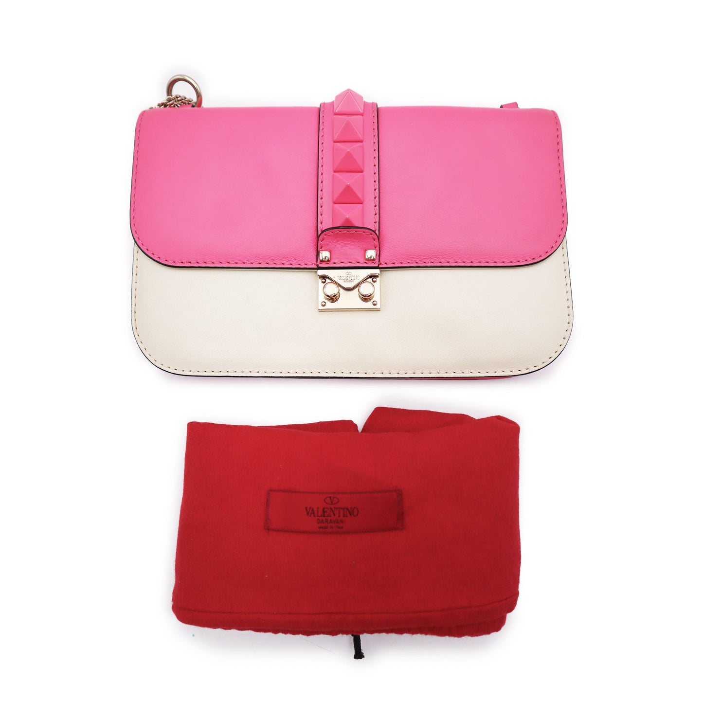 Valentino Garavani Vitello Glam Lock Rockstud Medium Shoulder Bag
