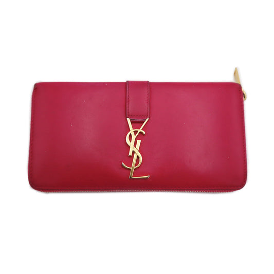 YSL Leather Zip Around  Wallet
