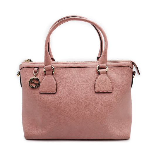 Gucci Calfskin GG Charm Convertible Tote Bag