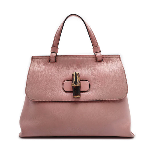 Gucci Calfskin Bamboo Daily Medium Top Handle Bag