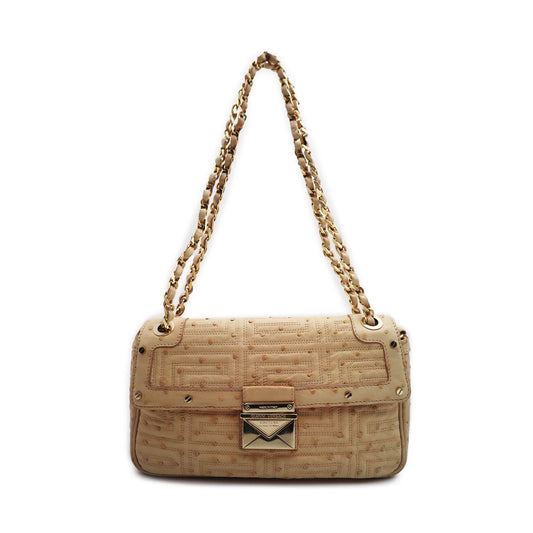 Versace Gianni Quilted Leather Ostrich Shoulder Bag