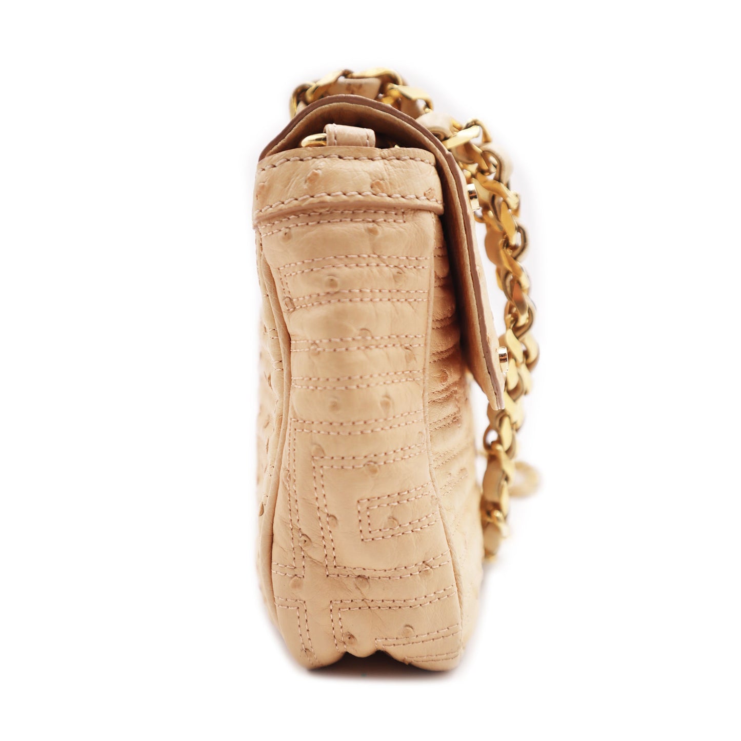 Versace Gianni Quilted Leather Ostrich Shoulder Bag