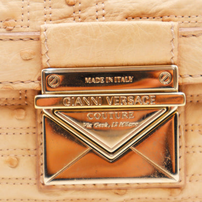 Versace Gianni Quilted Leather Ostrich Shoulder Bag