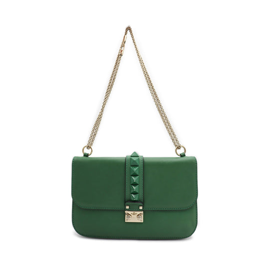 Valentino Garavani Vitello Glam Lock Rockstud Medium Shoulder Bag