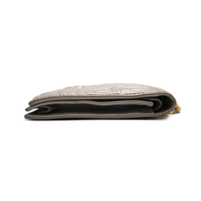 Fendi Logo Embossed Metallic Nappa Wallet On Chain