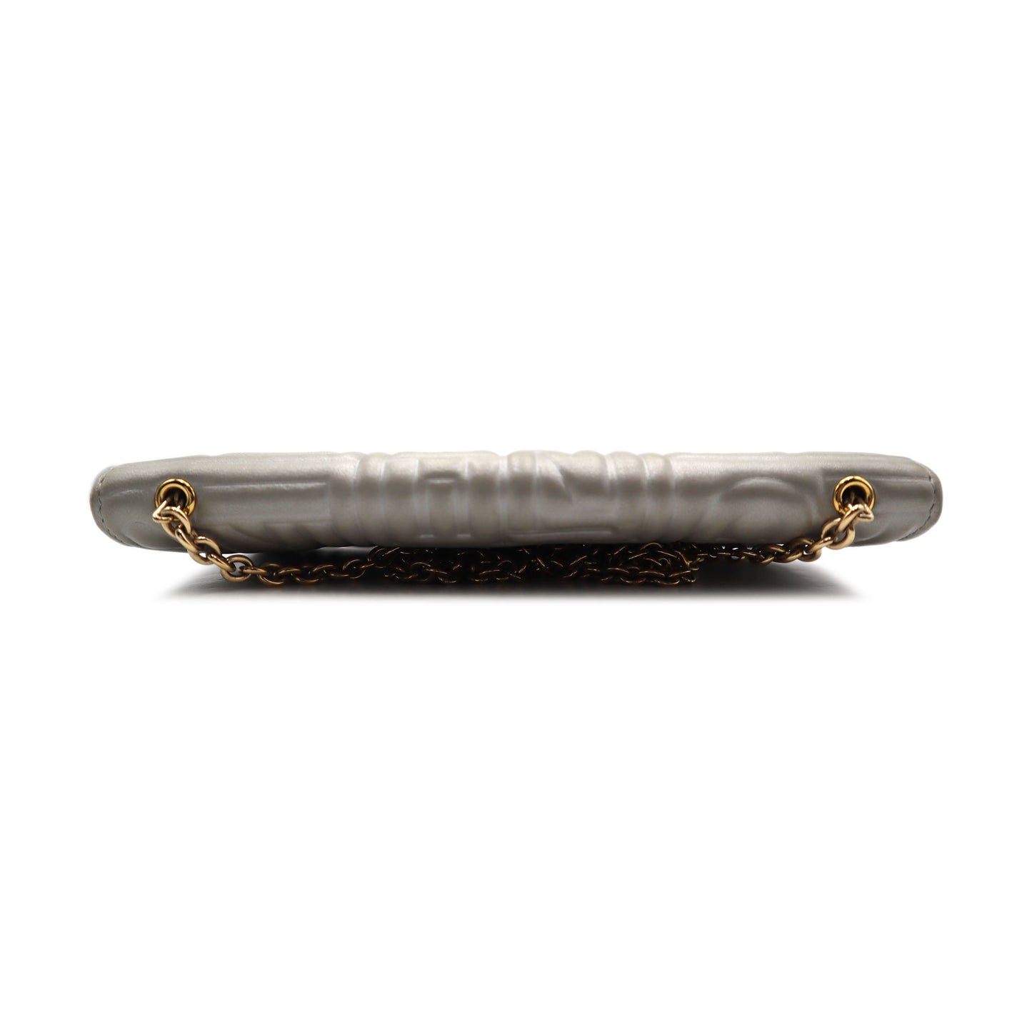 Fendi Logo Embossed Metallic Nappa Wallet On Chain