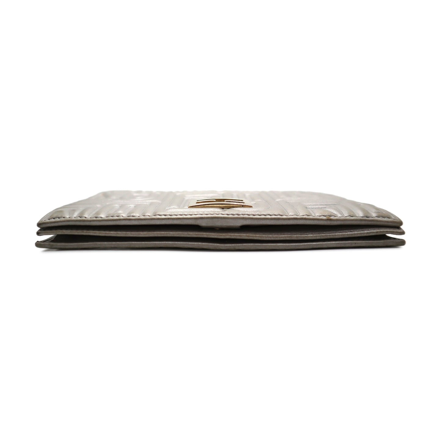 Fendi Logo Embossed Metallic Nappa Wallet On Chain