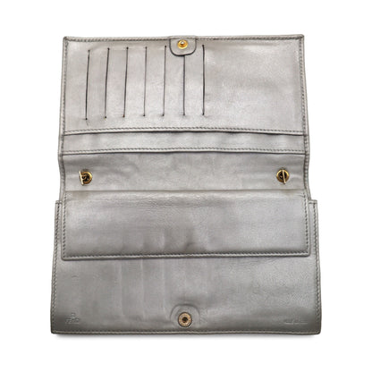 Fendi Logo Embossed Metallic Nappa Wallet On Chain
