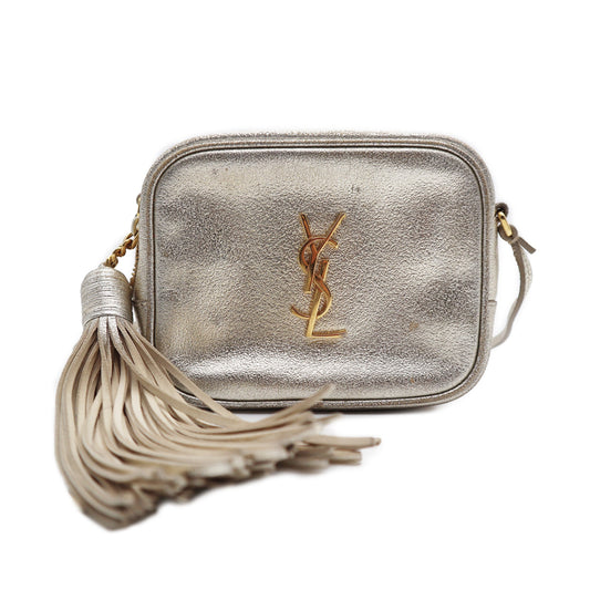 YSL Monogram Metallic Leather Blogger Crossbody Bag