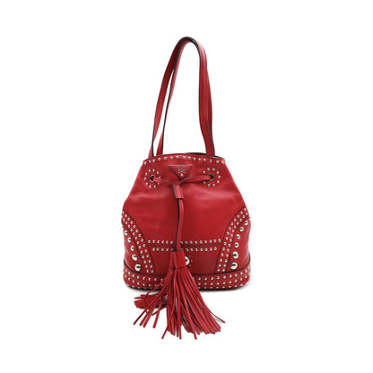 Prada Soft Calf Studded Bucket Shoulder Bag