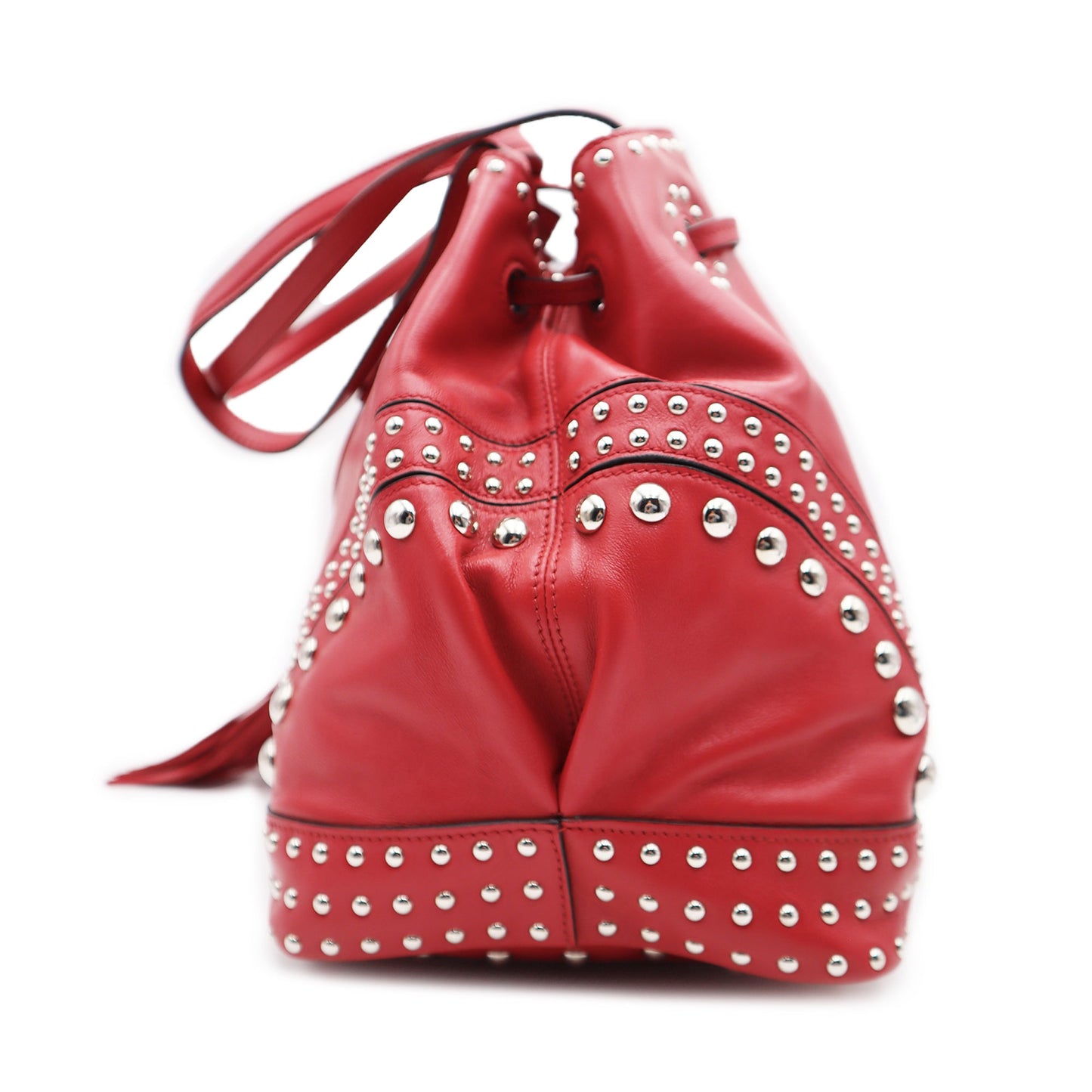 Prada Soft Calf Studded Bucket Shoulder Bag