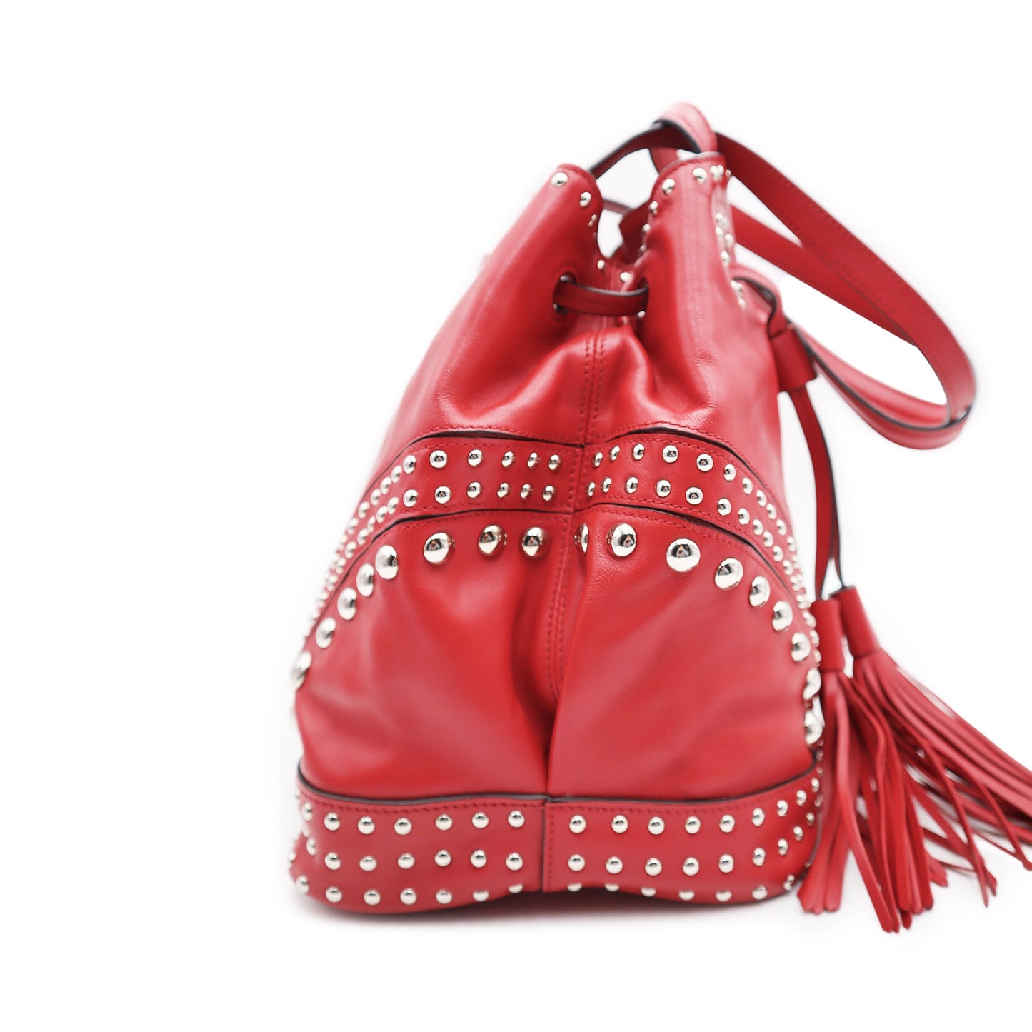 Prada Soft Calf Studded Bucket Shoulder Bag